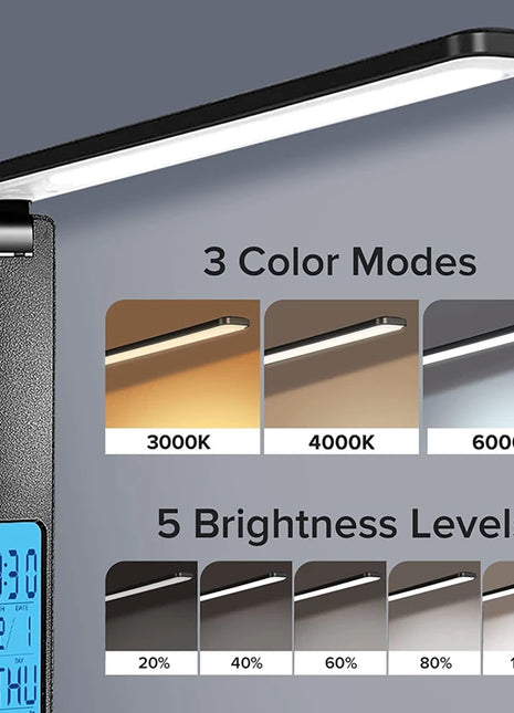 LED Desk Lamp, Office Table Lamp with Wireless Charger, Suitable for Home, Office Dimmable Desk Lamp, with USB Charging Port - Riparo82