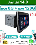 2 din Android 14 10.1 inch Universal Car Radio Stereo Rotate Touch Screen Wireless Carplay android auto GPS WIFI 4GLTE autoradio - Riparo82