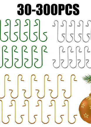30/300 pezzi ganci in metallo a forma di S supporto albero di Natale palla pendente decorazioni appese per la casa Navidad Capodanno - riparo82