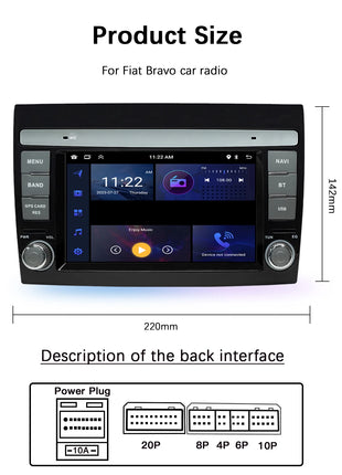 Wireless CarPlay Android 14 Car Radio for For Fiat/Bravo 2007 2008 2009 20102011 2012 AutoRadio Stereo GPS Navigation Multimedia Screen - Riparo82