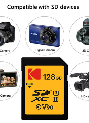 Scheda SD per fotocamera Kodak ad alta velocità 280 Mb/s V60 V90 U3 64 GB 128 GB 256 GB 1T Scheda di memoria per Canon per fotocamera Sony Supporto video 4K 8K