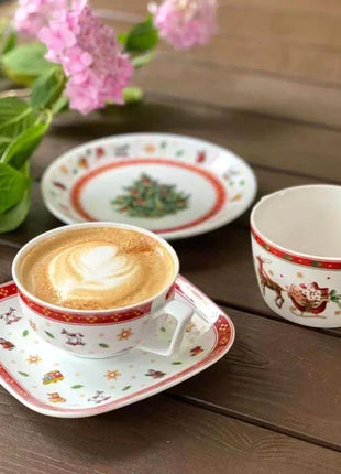 Set di piatti natalizi in ceramica ad alta temperatura, albero di Natale, piatto per cibo occidentale, bella tazza da caffè, ciotola, set natalizio di varietà ricca - riparo82