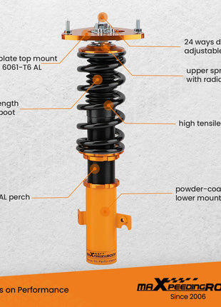 24 Click Damper ADJUSTABLE Coilovers Kit For Subaru Legacy 2005-2009 BL BP