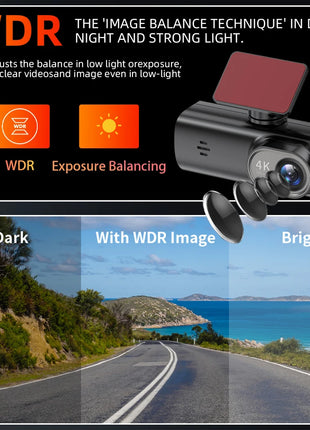 Dash Cam 4K WIFi GPS Front and Rear Night Vision Video Recorder HD 1080P Camera Auto System for car  Bicycles motorcycl summer - Riparo82