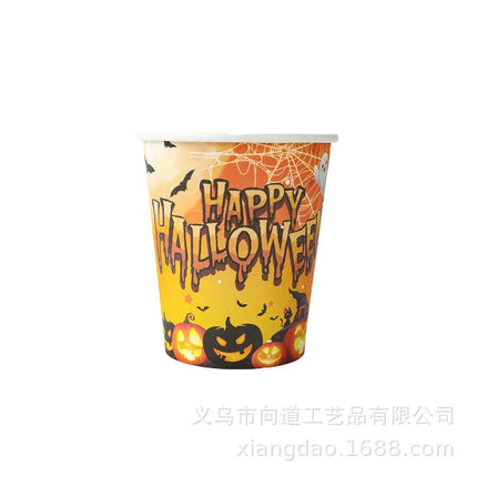 Halloween Theme Party Tableware Set Pumpkin Witch Ghost Dinnerware Paper Plates Cups Napkin Happy Halloween Party Supplies Decor