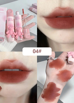 Gegebear Bear Lip Glaze Matte Velvet Lipstick Long-lasting Whitening Lip Cream Lip Mud - Riparo82