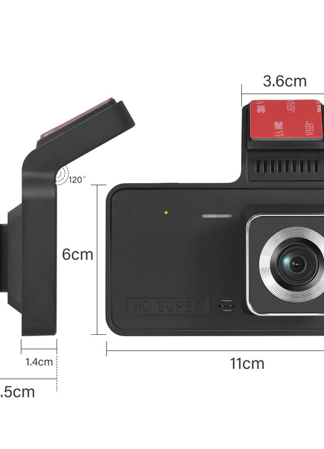 Dash Cam Front and Rear View Camera Video Recorder Dual Lens Car Dvr Cycle Recording Night Vision G-sensor 1080P Dashcam 4 Inch - Riparo82