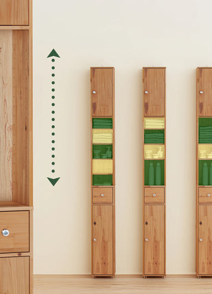 SoBuy BZR34-II Armadio alto da bagno Armadio da bagno con raggi in legno massello regolabili Mobili da bagno salvaspazio