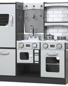 Cucina giocattolo in legno con suono Accessori in acciaio inossidabile per bambini dai 3 anni in su Marrone scuro - riparo82