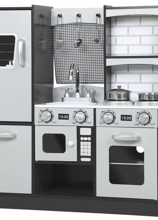 Cucina giocattolo in legno con suono Accessori in acciaio inossidabile per bambini dai 3 anni in su Marrone scuro - riparo82