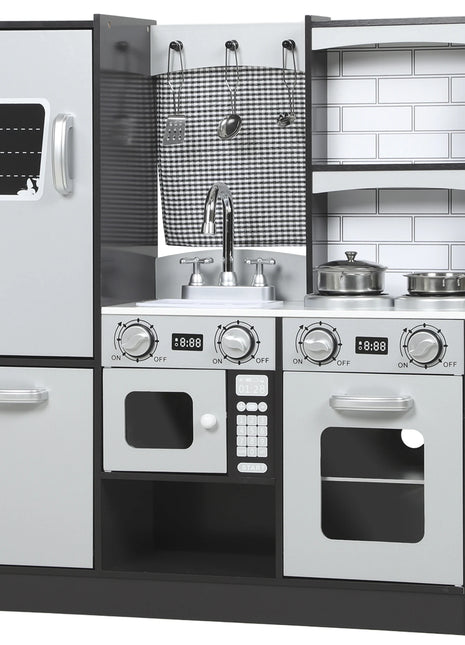 Cucina giocattolo in legno con suono Accessori in acciaio inossidabile per bambini dai 3 anni in su Marrone scuro - riparo82