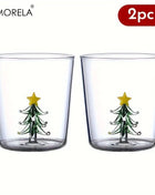 KEMORELA 1/2/4PCS Albero di Natale Tazza di Caffè in Vetro Succo di Vetro Tazza di Latte Adatto come Regalo di Natale Decorazione del Tavolo da pranzo Tazza - riparo82