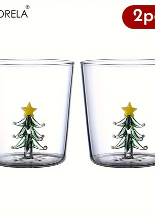 KEMORELA 1/2/4PCS Albero di Natale Tazza di Caffè in Vetro Succo di Vetro Tazza di Latte Adatto come Regalo di Natale Decorazione del Tavolo da pranzo Tazza - riparo82
