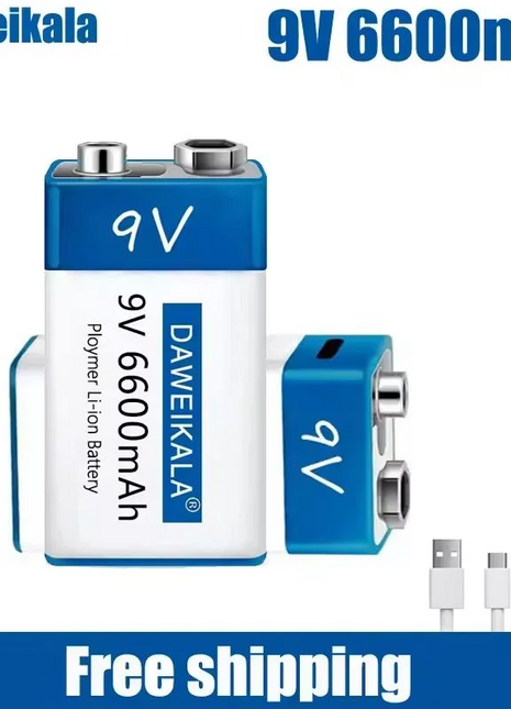 Nuova batteria ricaricabile veloce agli ioni di litio da 9 V 6600 mah Teyt-c Interfaccia USB batteria 9 V multimetro microfono al litio Giocattolo + cavo - riparo82
