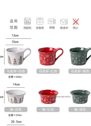1PC squisito stoviglie natalizie piatti in ceramica piatti per insalata di frutta colazione tazze per il latte cucina domestica ciotole per noodle in ceramica - riparo82