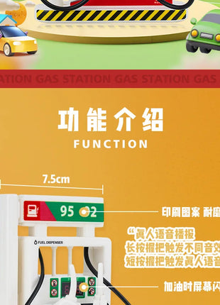 Modello di macchina per il rifornimento della luce e del suono simulato per bambini, giocattolo per l'educazione della prima infanzia, decorazione della scena dell'erogatore di carburante - riparo82