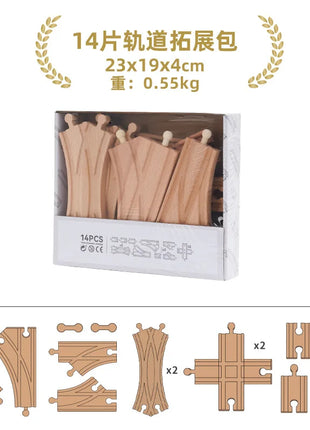Set di binari ferroviari in legno Pacchetto di espansione Blocchi di costruzione fai-da-te Accessori Tracce adatte per binari in legno Giocattoli educativi per bambini
