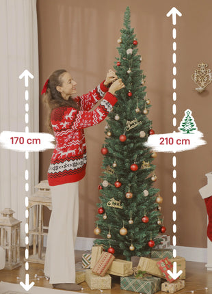 Albero di Natale stretto con rami Supporto in metallo facile da montare per interni verdi