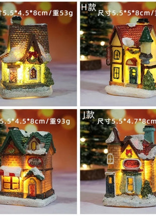Natale Nuove decorazioni natalizie Piccola casa in resina Micro paesaggio Casa in resina Piccoli ornamenti Regali di Natale