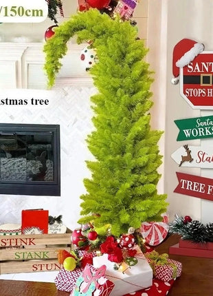 Albero di Natale artificiale Materiale PVC Collo storto Forma di cappello da Babbo Natale Albero di Natale 90 cm/150 cm Decorazioni per feste di famiglia di Natale