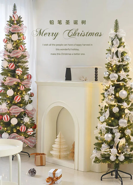 2026 Albero di Natale a matita con decorazioni di lusso Albero di Natale sottile per la casa Ornamento natalizio fai-da-te Arredamento moderno per soggiorno festivo