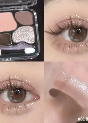 Little Ondine 4Color Eyeshadow Palette Blush Eyeliner Eyeshadow Highlight Contour Palette Eyes Makeup Beauty - Riparo82