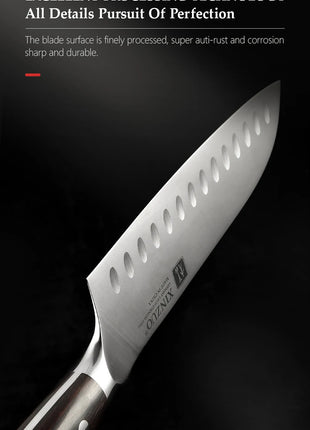 XINZUO Premium Modern 1-8PCS Din 1.4116 Stainless Steel Chef, Santoku, Utility & Paring Knife Set with Black - Riparo82