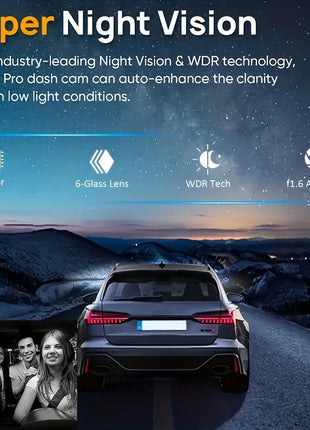 3 Inch 1080P Dual Lens Dash Cam For Cars, Front And Inside Full HD 1080P Car Camera With Loop Recording Night Vision Wide Angle - Riparo82