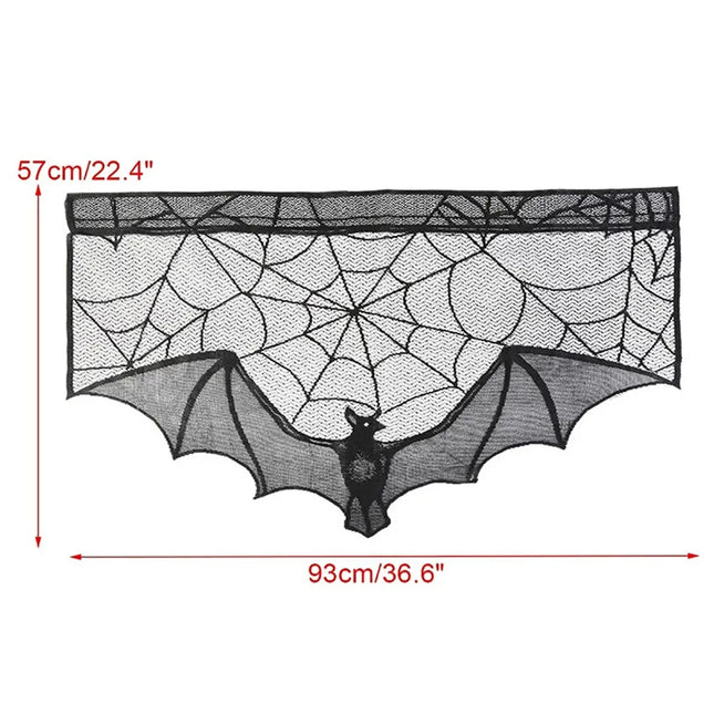 Halloween Decoration Black Spider Web Tablecloth Lace Table Runner Fireplace Cover Halloween Party Home Decor Haunted House Prop