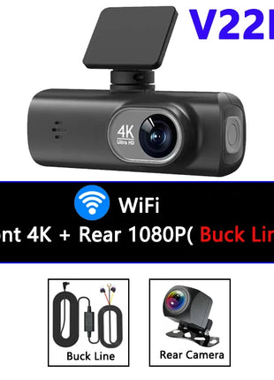 Dash Cam 4K UHD for Car Camera Front Rear Dual Lens With GPS WiFi 24h Parking Mode Night Vision Car DVR Video Registrator - Riparo82