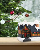 Resina natale LED scena luminosa casa della neve piccola casa del villaggio ornamento di natale decorazione bagliore regalo di capodanno 2023