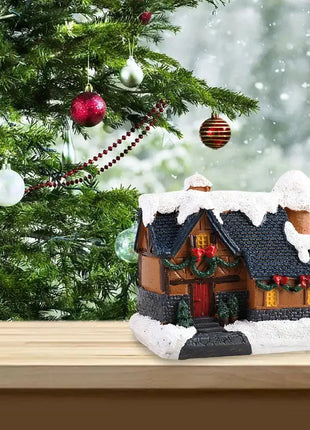 Resina natale LED scena luminosa casa della neve piccola casa del villaggio ornamento di natale decorazione bagliore regalo di capodanno 2023