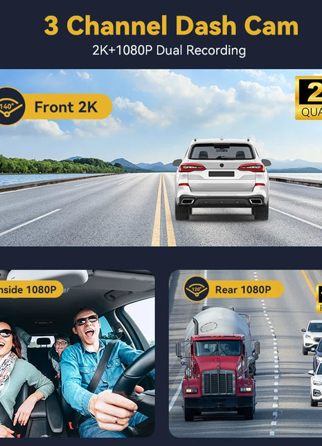 Null 3Channel Dash Cam WiFi 1080P Video Loop Recorder Car DVR Front Rear View Camera Night Vision Recorder Video Car Accessories - Riparo82