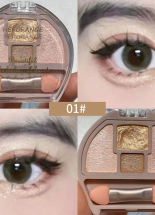 Four-color Eye Shadow Powder Palette Shimmering Glitter Natural Eyelid Silkworm Contour Shadow Natural Tone Pink Eyeliner Makeup - Riparo82