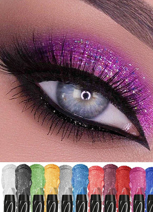 12 Colors Long-lasting Glitter Eyeshadow Pencil Pigment Blue Brown Black Eyeliner Pen Women Fashion Shimmer Eye Shadow Makeup - Riparo82