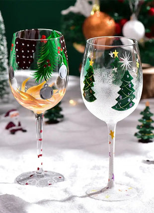 Bicchieri da vino natalizi da 450 ml Albero di Natale di Babbo Natale Aghi di pino Bicchieri da vino rosso per vino Succo di champagne - riparo82