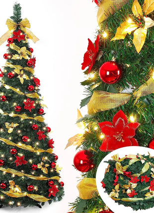 Vendita calda 120/150/180/210 cm Pieghevole Pre-Decorato Albero Di Natale Pop-Up Decorazione Festiva Decorazioni Per La Casa Albero Di Natale Portatile