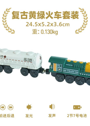 Set di treni elettrici Giocattoli Modello di treno Auto elettrica adatta per ferrovia in legno Pista del treno in legno Regalo di Natale per bambini