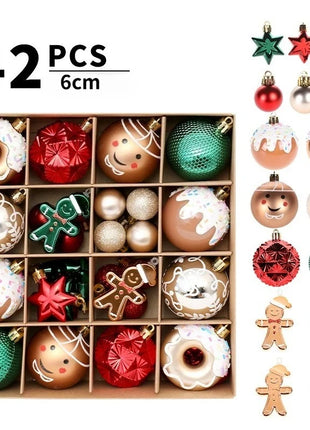 Nuovi 42 set di decorazioni natalizie Palline verniciate elettrolitiche, palline di plastica, decorazioni per finestre, pendenti per albero di Natale - riparo82
