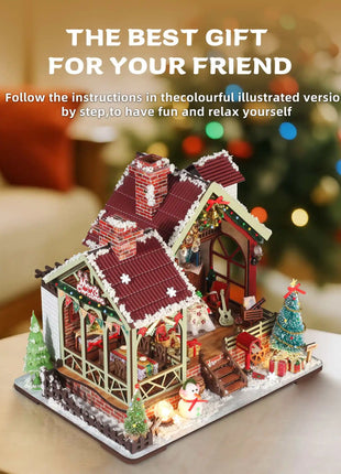 Casa calda per la notte di Natale - Kit fai da te per casa delle bambole in miniatura con carillon, decorazioni per il desktop, regalo creativo (scatola dei colori inglese)
