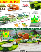 I giocattoli del treno dei dinosauri creano un set da gioco flessibile da corsa su strada del mondo dei dinosauri, auto da corsa dei giocattoli dei dinosauri per le ragazze dei vecchi