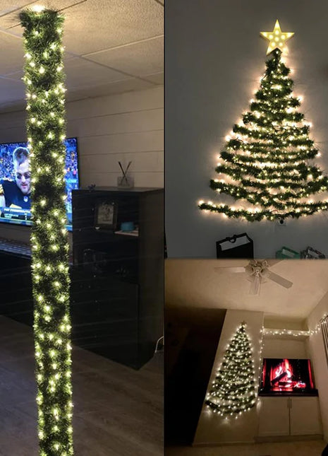 Decorazione ghirlanda natalizia da 10 m, pino artificiale, non illuminato, morbido, verde, per le vacanze, per la decorazione della festa nuziale di Natale al coperto - riparo82