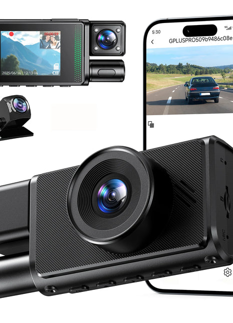4K WiFi Dash Cam Front and Rear 2’’ Display Mini Car Camera 3 Channel Car DVR Camera with IR Night Vision Support 24H Parking - Riparo82
