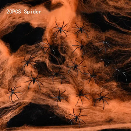 New Halloween Decorations Giant 30-200cm Spider Stretch Cobwebs Nets Horror Halloween Outdoor Wall Decorations Party Props