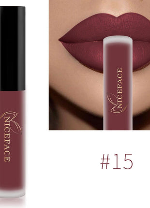 NICEFACE Nude Liquid Lipstick Ultra Matte Velvet Long Lasting Women Beauty Red Nonstick Cup Waterproof Lip Gloss Lips Cosmetics - Riparo82