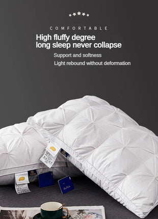 95% Goose Down Pillow White Cotton PillowCover Rectangle Bedroom Sleep 5-Star Hotel Pillow Low-Mid-high Pillows for Sleeping - Riparo82