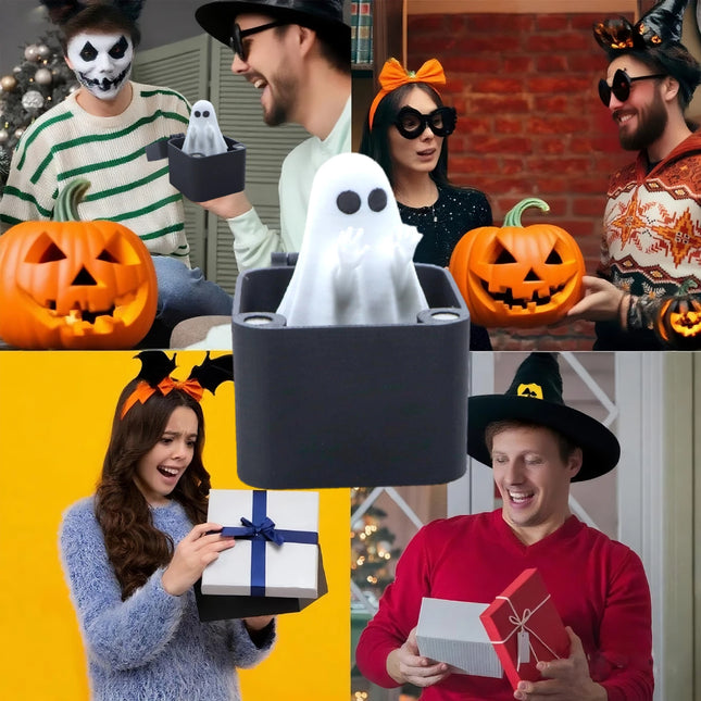 Halloween Creative Cute White Ghost Ornament Finger Surprise Gift Funny Prank Pop Up Gift Surprise Party