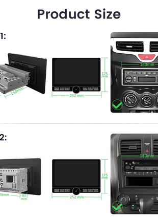 Junsun 10.6 Inch Universal Rotatable 1DIN 2DIN Car Radio Wireless CarPlay Android Auto Touch Screen Multimedia GPS autoradio - Riparo82