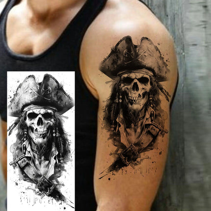 1 Sheet Full Arm Evil Witch Vampire Temporary Tattoos Sleeve Halloween Scary Skull Tatoo Waterproof Horrible Fake Tattoo Sticker
