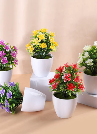 1pc Artificial Potted Plant Small Bonsai Flowers Pot Simulated Tree Ornaments Wedding Home Hotel Office Table Decor Fake Plants